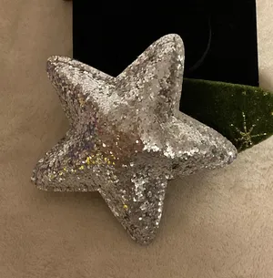 Silver Sequin Star Hair Clip with Green Velvet Accent thumbnail 1
