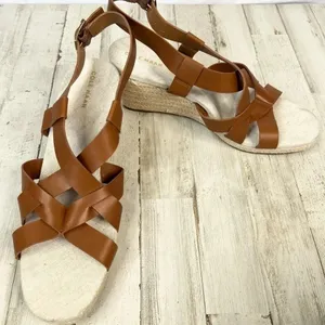 Cole Haan Crystal Espadrille Wedge Sandal Brown Leather NEW Size 8 thumbnail 10