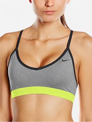 Nike Pro Indy Dri-FIT Gray Neon Yellow Mesh Sports Bra Size Large thumbnail 7