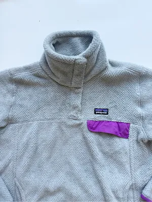Patagonia Re-Tool Snap-T Pullover Fleece Gray and Purple Size Large thumbnail 3