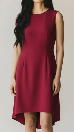 Nha Khanh Sleeveless Asymmetric High-Low A-Line Dress Cocktail Mini Dress 2 Red thumbnail 1