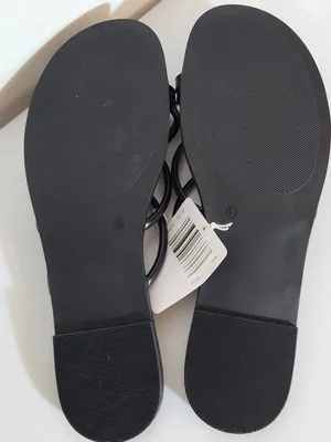 Serra Black Strappy Faux Leather Sandals Silver Tone Accent Size 8 NWT thumbnail 5