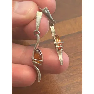 925 Sterling silver earrings v98 3.23g 1.5inch thumbnail 2