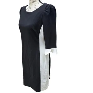 DKNY NWT -1233 Black Ivory Colorblock Sheath Dress 3/4‎ Bell Sleeve Size 8 thumbnail 6
