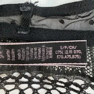 Victoria's Secret‎ S Small Bralette Bra Black Lace Adjustable Unlined Sheer Mesh thumbnail 12