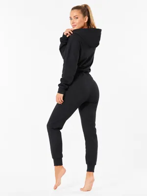 NAMA Enlighten Onesie Black Hooded Wrap Jogger Jumpsuit Athleisure M thumbnail 6