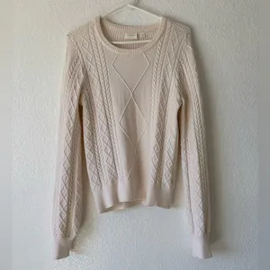 Cyrus Cream Cable Knit Sweater Ivory Size M Academy Preppy thumbnail 2