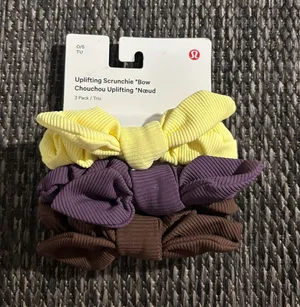 Lululemon Uplifting Scrunchies Bow *3 Pack NEW Washed Yellow Java Grape Thistle thumbnail 1