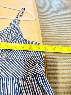 Gap Drop-Waist Maxi Dress Blue White Striped Spaghetti Strap Sundress women’s XL thumbnail 10