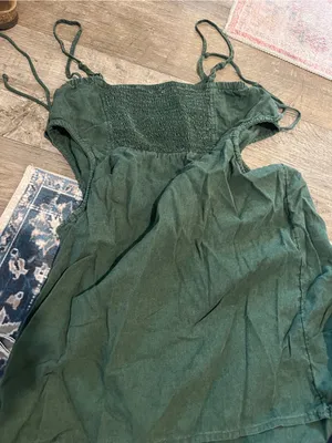 Aerie Dark Green Spaghetti Strap cut out Slip Dress thumbnail 9