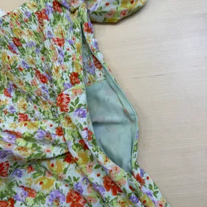ASTR Floral Puff Sleeve Smocked Midi Dress Cottagecore Square Neck Wedding Guest thumbnail 8