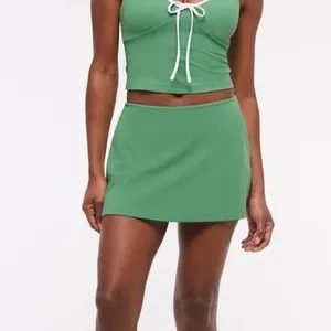 NWT Abercrombie & Fitch YPB StudioFLEX Mid Rise Mini Tennis Skirt Skort in Green - L thumbnail 3