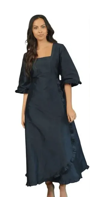Beau & Ro Waverly Dress in black taffeta NWOT XS thumbnail 1
