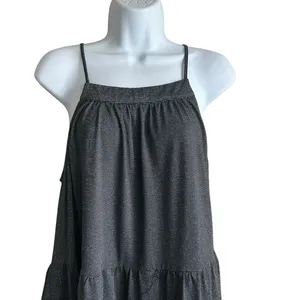 Gigio‎ Women Party Y2K Tiered Tunic Babydoll Top M Black Metallic Silver Shimmer thumbnail 3