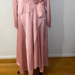 NWT! Nasty Gal Satin Long Sleeve Maxi Wrap Dress Size 6 thumbnail 6