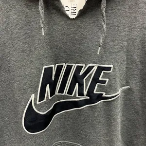 Nike Vintage Y2K Gray Embroidered Swoosh Logo Fleece Hoodie XL Gray Tag XL Gym thumbnail 2