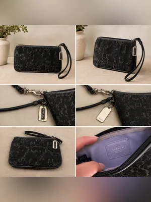 Coach Black Signature Wristlet with Silver Tags thumbnail 2