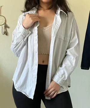 Miss Sparkling Grey Button Down Top Gray thumbnail 1