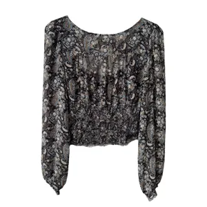 Free People Lolita Smocked Paisley Print Top Sz L thumbnail 3