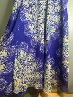 Jaclyn Smith Large Boho Maxi Skirt Blue Paisley Cottagecore Festival Flowy Beach thumbnail 2