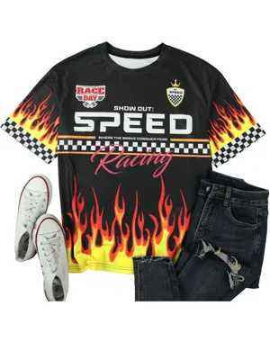 NEW Jersey Shirts Racing Shirt Race Car Graphic Tees Y2K Medium thumbnail 4