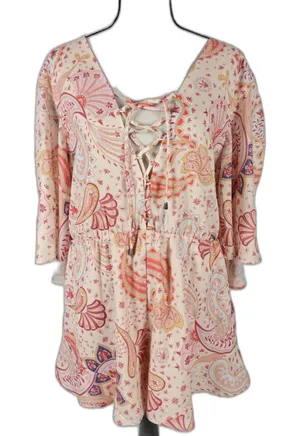 Women’s Lovers + Friends Paisley Romper Pink Multicolor Size Large thumbnail 1