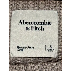 Abercrombie & Fitch Gray Chunky Knit Long Sleeve Cropped V-Neck Sweater Size S thumbnail 4
