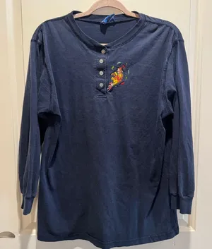Vintage Disney Women‎ 90s Pooh Tigger Piglet Embroidered Crewneck Henley No Size thumbnail 1