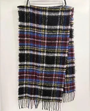 Urban Outfitters Women’s Fuzzy Purple Plaid Winter Layering Polyester Scarf thumbnail 1