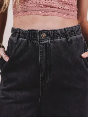 NWT Three Bird Nest Simply You Wide Leg Jeans washed black high-rise Boho Size L thumbnail 4