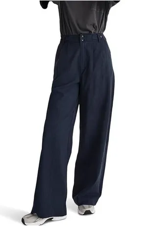 Madewell Deep Indigo Harlow Linen Blend Buttons Wide Leg Pants thumbnail 1
