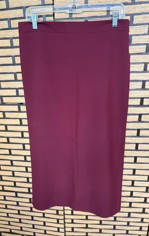 Zara Burgundy Midi Skirt Size Medium thumbnail 1