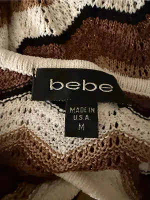 Y2K Bebe Crochet Chevron Knit Cami Tank in Brown & Cream thumbnail 4