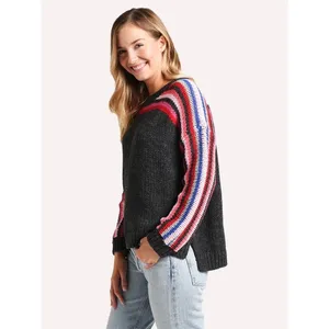 XIRENA Teton Aprés Ski Sweater Alpaca Gray Colorful Stripes Sporty Apres X-Small thumbnail 5