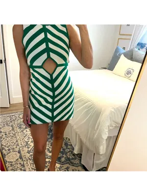 Staud bondi chevron print sleeveless cut out knit mini dress size S thumbnail 2
