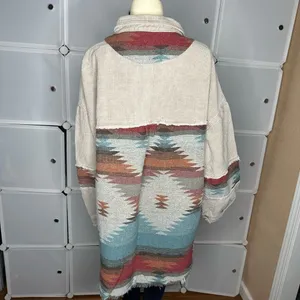 POL Corduroy Aztec Oversized Button Down Shirt Jacket Shacket Size Large thumbnail 3