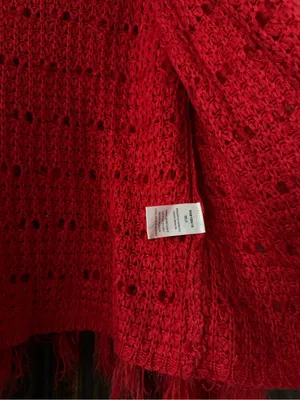 Bold Red Faux-Fur Shaggy Cardigan Sweater thumbnail 3