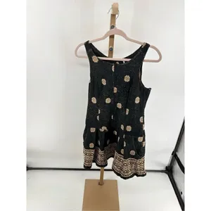 Free People Black Gold Tapestry Sleeveless Mini Dress Pockets Size 8 thumbnail 10