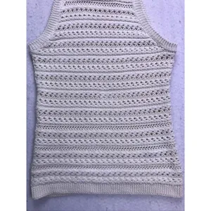 Banana Republic Organic Cotton Sweater Tank Womens‎ Small Cream Crochet Knit thumbnail 6