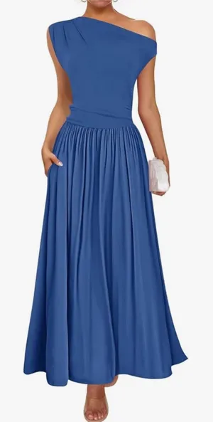 Zesica Dress Off One Shoulder Dropped Waist Brown Clingy Fitted Small Sleeveless thumbnail 1
