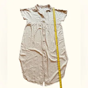 Tan Smocked Linen Blend Maxi Sundress thumbnail 9