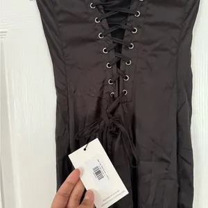 Outcast Lace Corset Tie Black Gothic Maxi Dress thumbnail 4