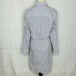 Gap Button-Down Shirt Dress Long-Sleeve Striped Gathered Waist Cotton Sz M thumbnail 7