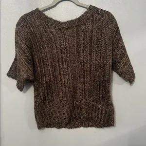 rue21 Womens Sweater Short Sleeve Marled Cable Knit Brown Medium thumbnail 4