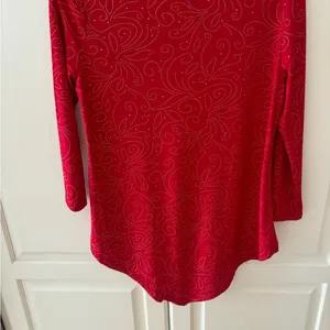 Amanda red gold embellished tunic top with‎ necklace. Size small thumbnail 6