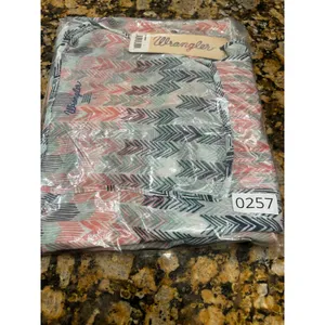 Wrangler Womens Pastel Chevron Print Flutter Sleeve Peasant Blouse LWK605M Large thumbnail 5