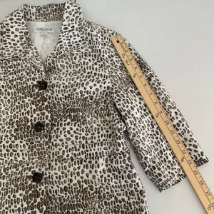 Pendleton Leopard Print Blazer Linen Women‎ Petite Small 3/4Sleeve Button Front thumbnail 10