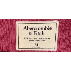 Abercrombie & Fitch Red Knit Drawstring Off The Shoulder Crew Neck Sweater Sz M thumbnail 3