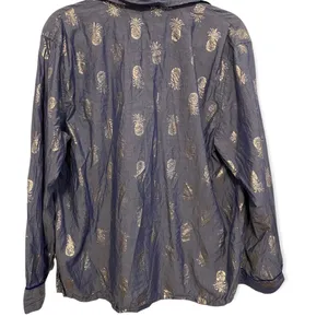 Victoria’s Secret Blue and Gold Pineapple Collared Button Down Pajama Top thumbnail 2