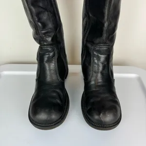 Vtg Y2K Harley Davidson Black Leather Tall Pavement Boots Sz 7.5 Chunky Moto thumbnail 7